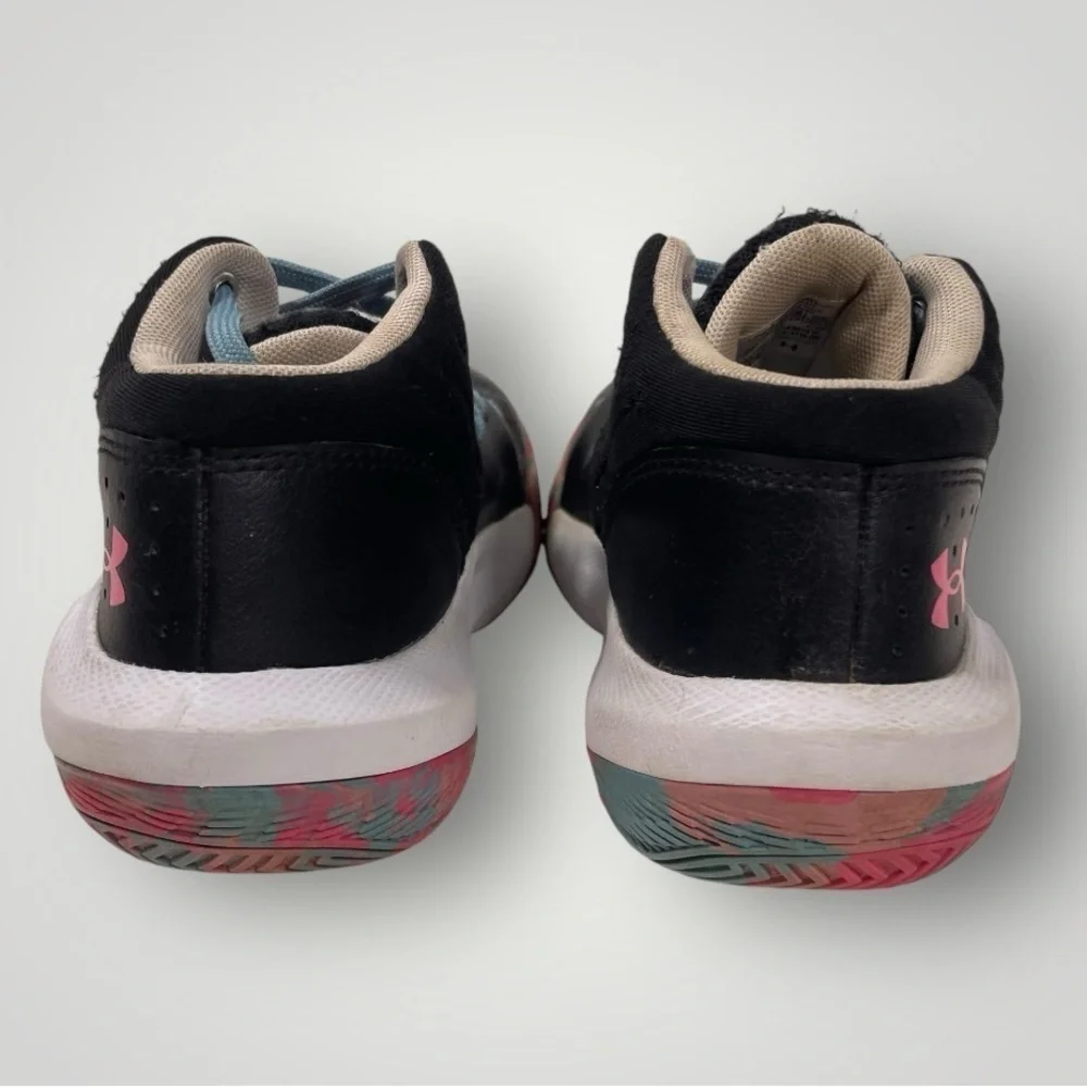 Under Armour Kids' Black Athletic Sneakers with Pink Logo